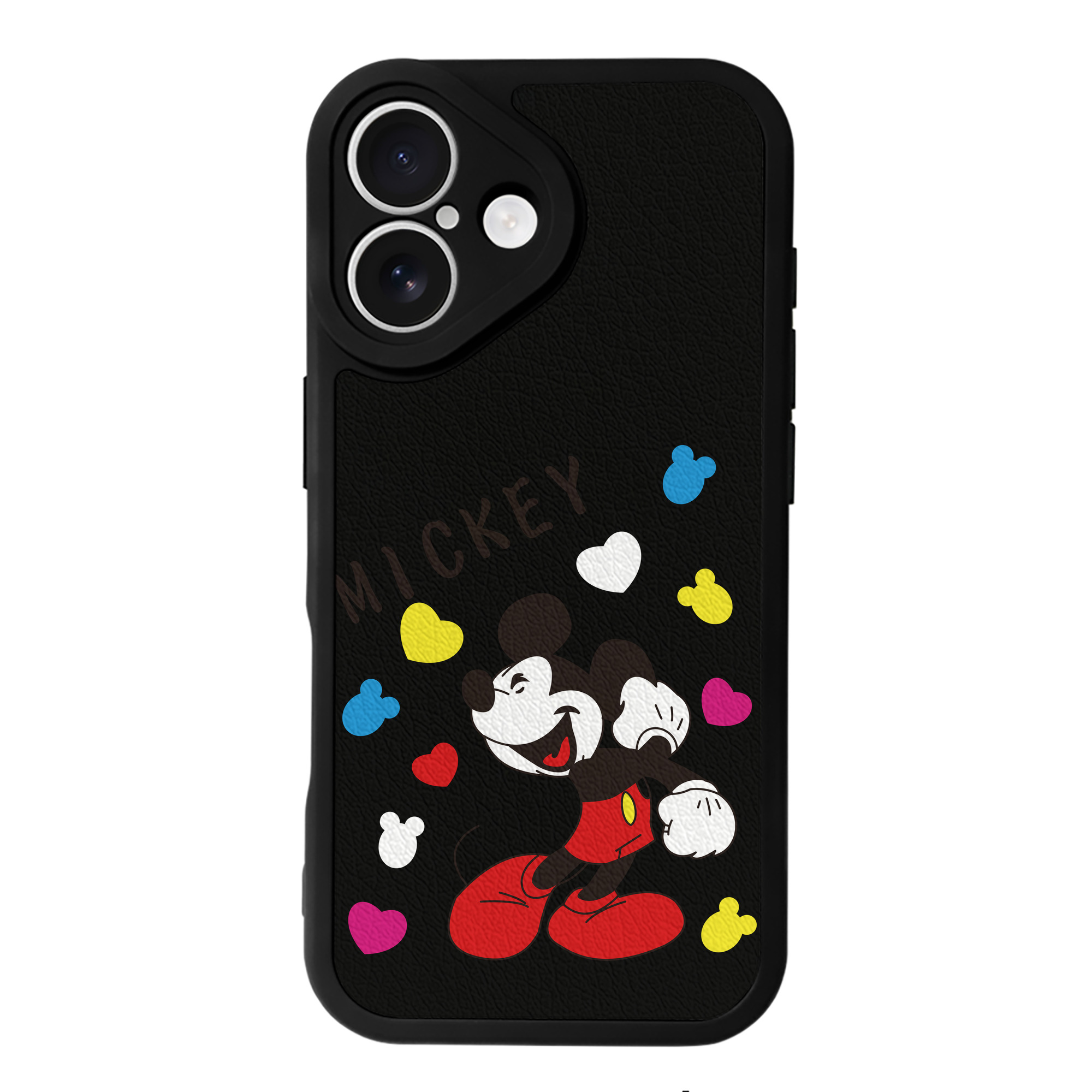 （画像用） ミッキーマウス Mickey Mouse 【iPhone 16シリーズ対応】シリコンスマホケース（レザー調） 材質：シリコン